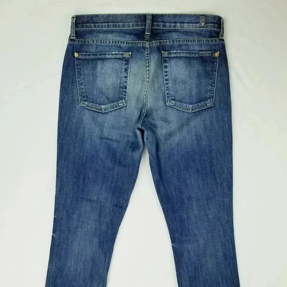 7 For All Mankind 27X26 The Skinny Crop and Roll Women's Blue Denim Jeans - Picture 1 of 10